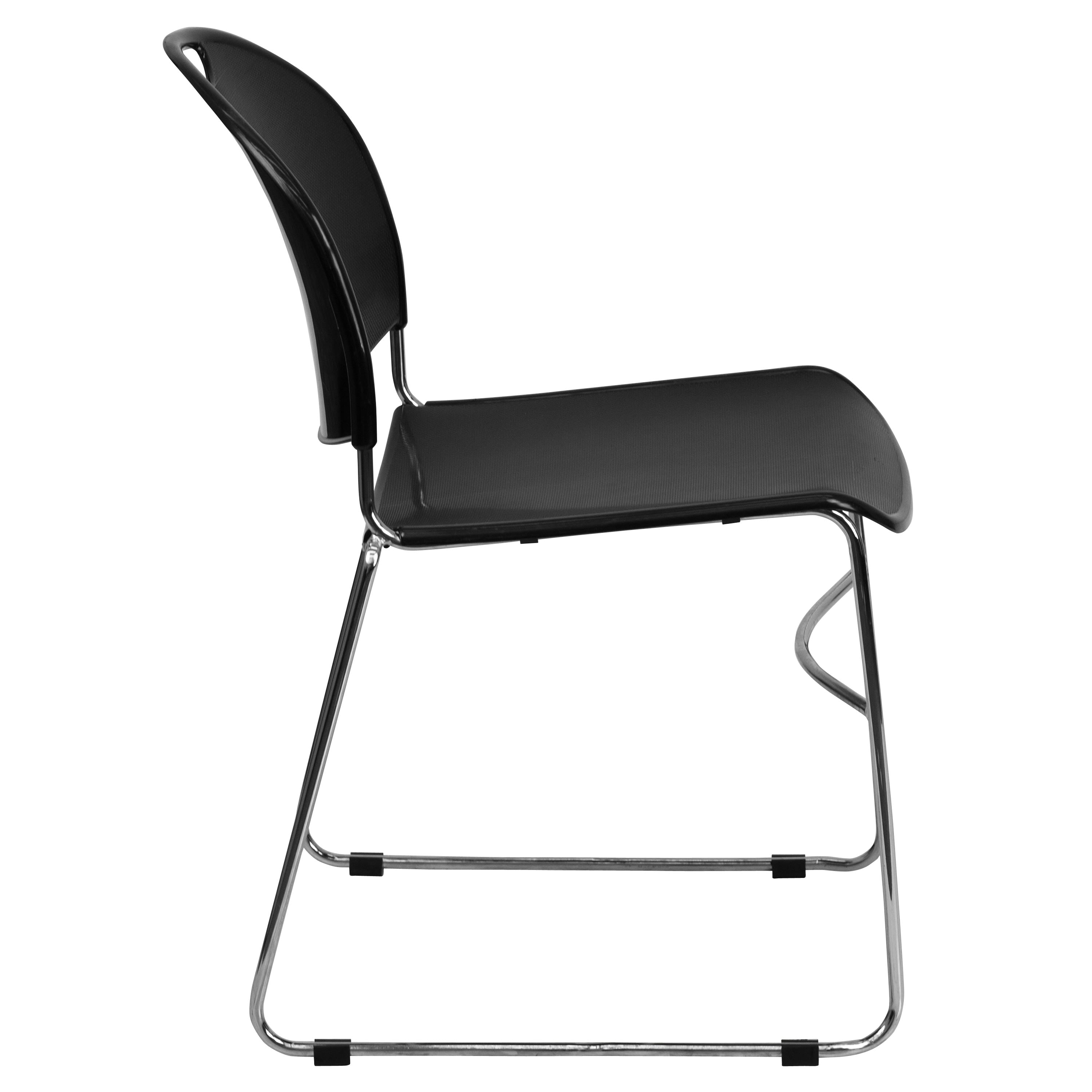 Flash Hercules Series 880 lb Capacity Ultra-Compact Stack Chair Metal Frame Black