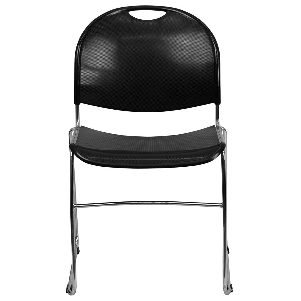 Flash Hercules Series 880 lb Capacity Ultra-Compact Stack Chair Metal Frame Black
