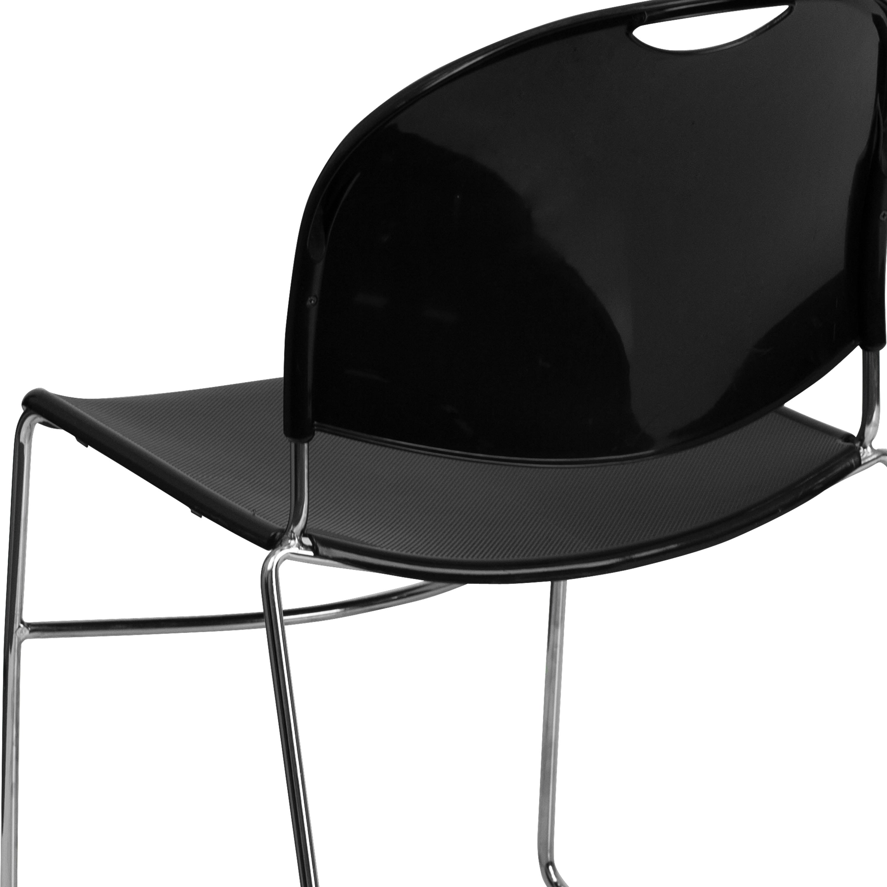 Flash Hercules Series 880 lb Capacity Ultra-Compact Stack Chair Metal Frame Black