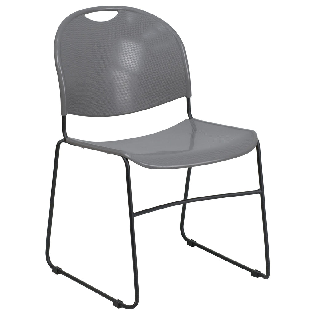 Flash Hercules Series 880 lb Capacity Ultra-Compact Stack Chair Metal Frame Black