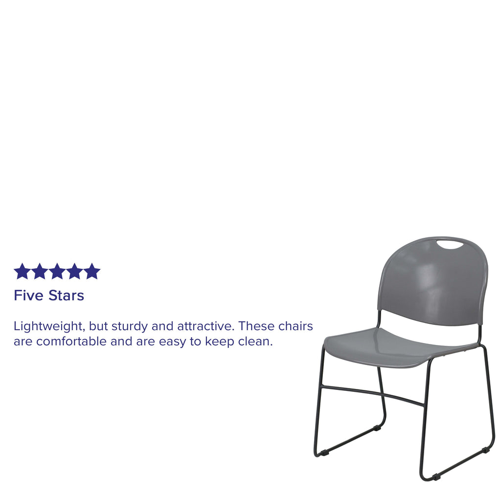 Flash Hercules Series 880 lb Capacity Ultra-Compact Stack Chair Metal Frame Black
