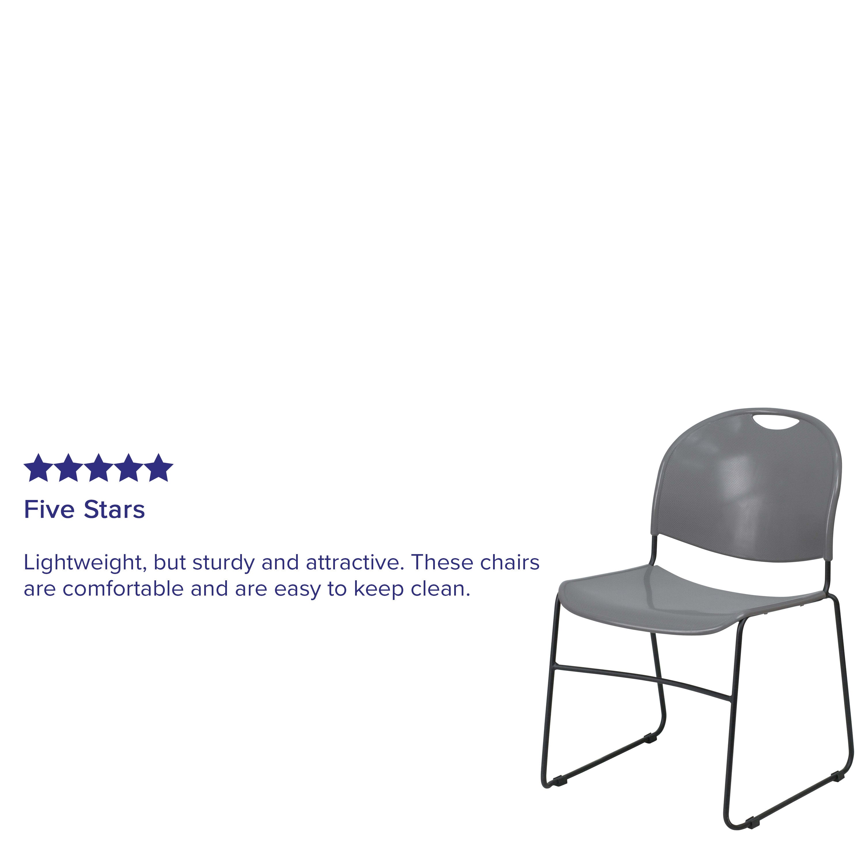 Flash Hercules Series 880 lb Capacity Ultra-Compact Stack Chair Metal Frame Black