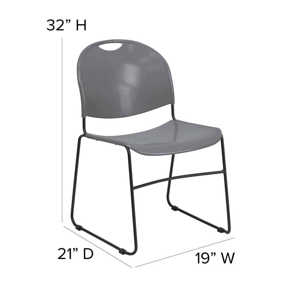 Flash Hercules Series 880 lb Capacity Ultra-Compact Stack Chair Metal Frame Black