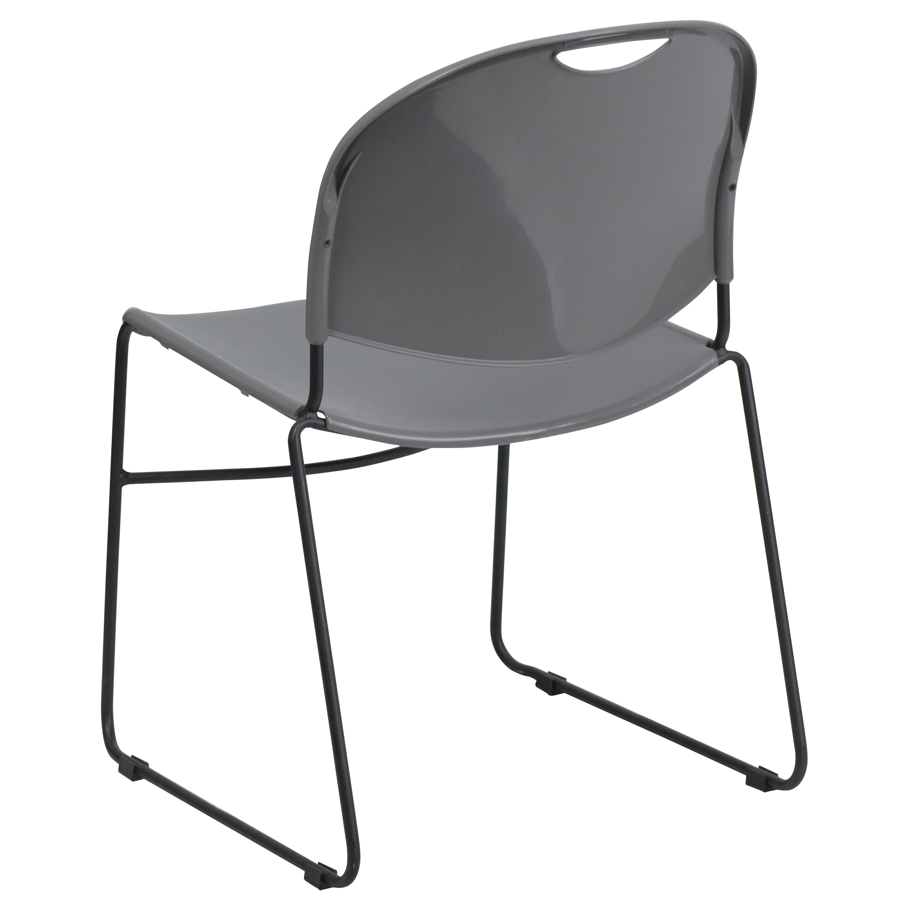 Flash Hercules Series 880 lb Capacity Ultra-Compact Stack Chair Metal Frame Black