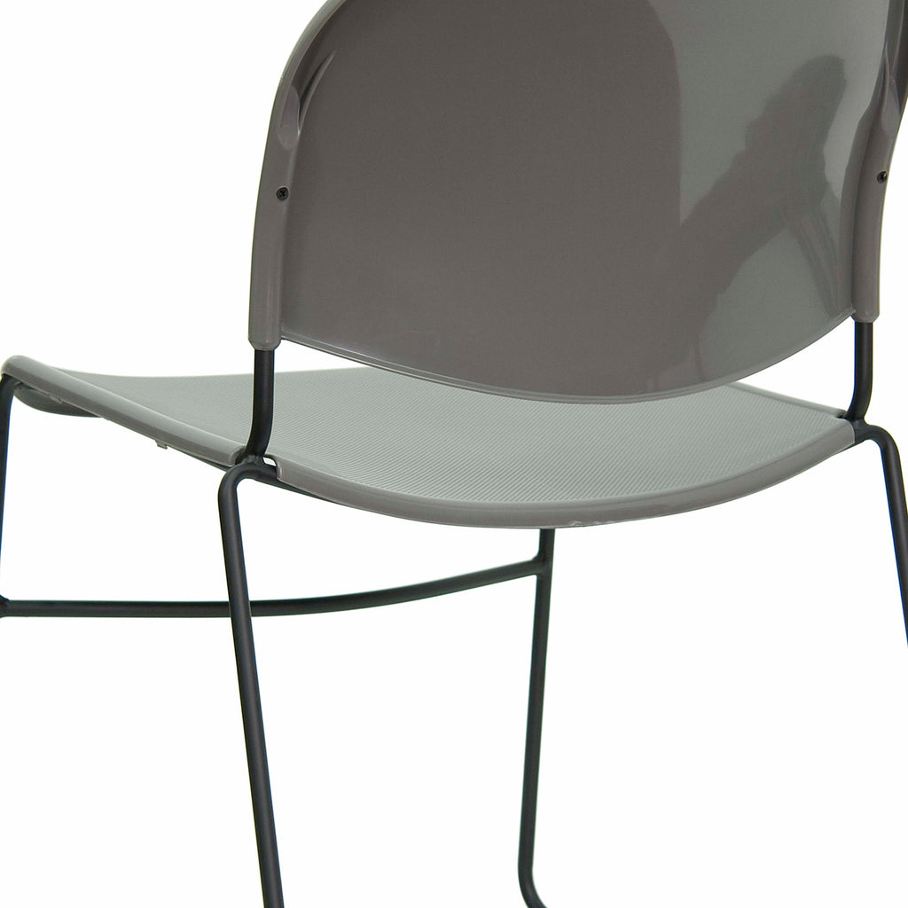 Flash Hercules Series 880 lb Capacity Ultra-Compact Stack Chair Metal Frame Black