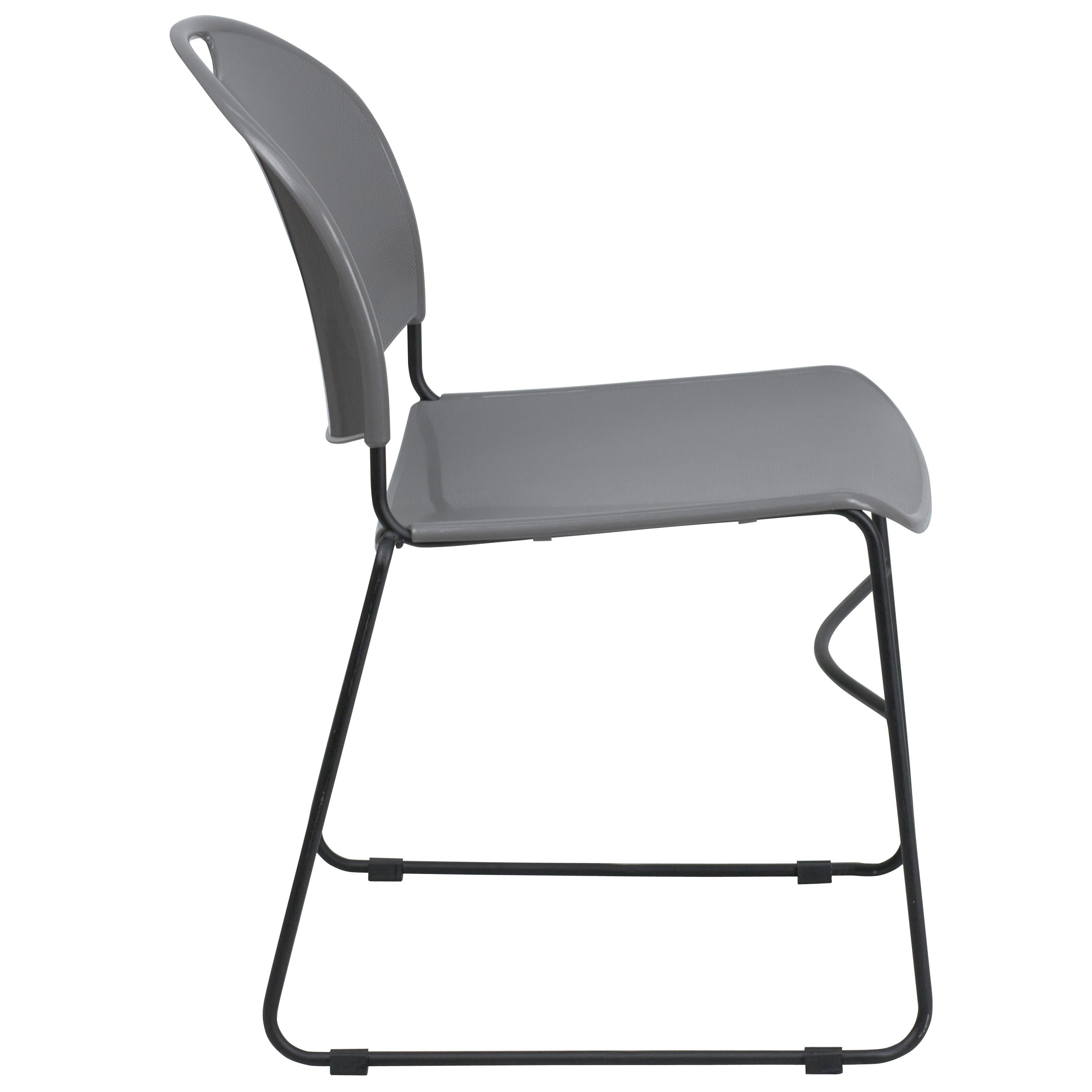 Flash Hercules Series 880 lb Capacity Ultra-Compact Stack Chair Metal Frame Black
