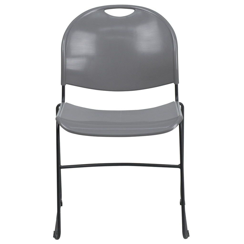 Flash Hercules Series 880 lb Capacity Ultra-Compact Stack Chair Metal Frame Black