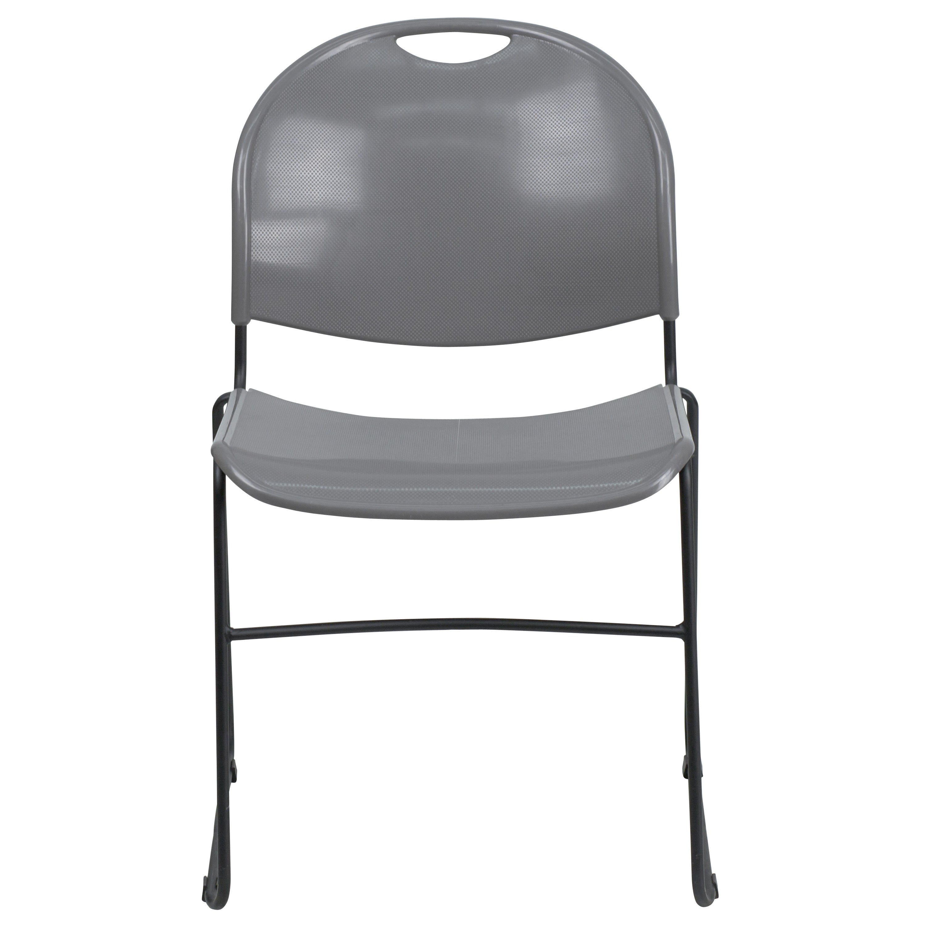 Flash Hercules Series 880 lb Capacity Ultra-Compact Stack Chair Metal Frame Black