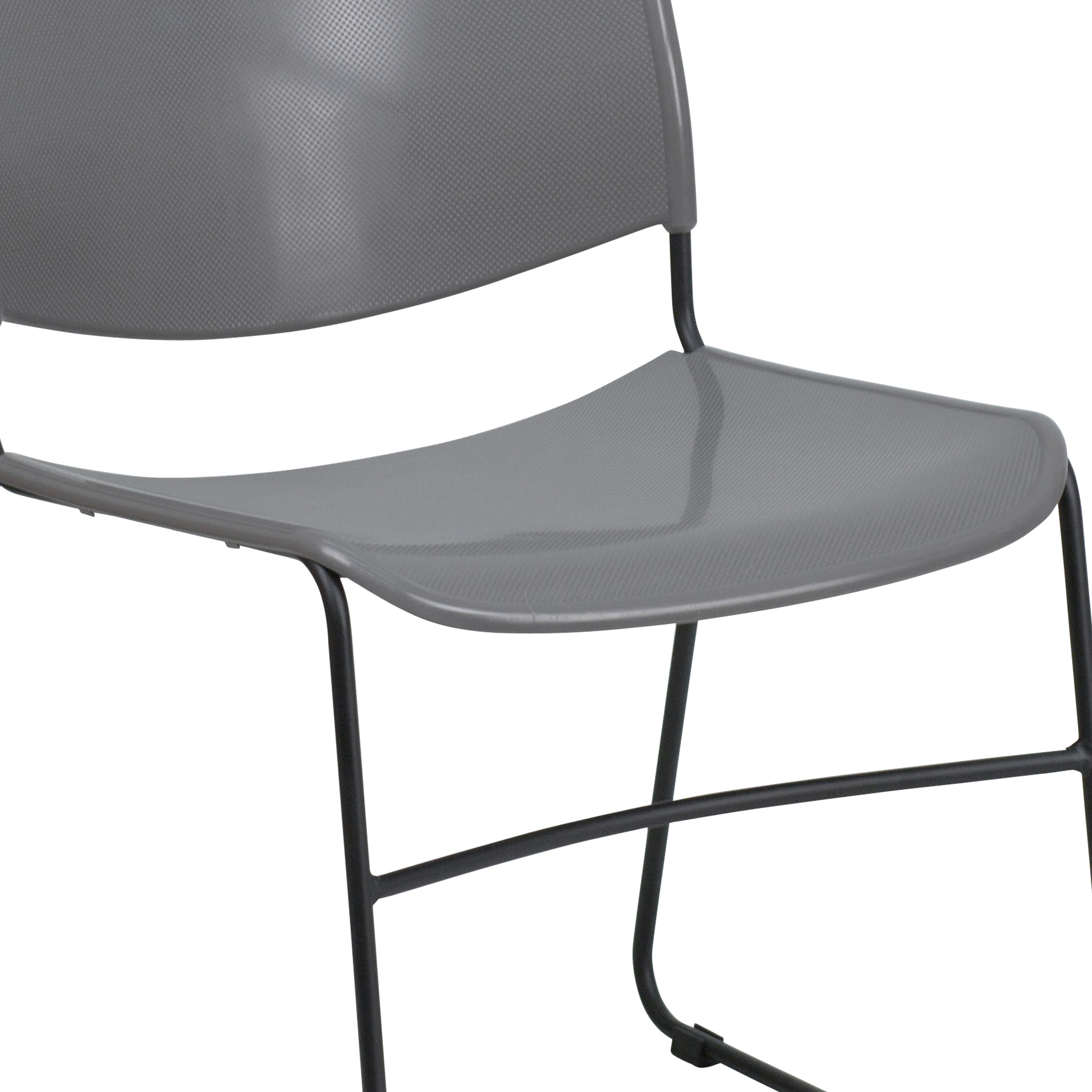Flash Hercules Series 880 lb Capacity Ultra-Compact Stack Chair Metal Frame Black