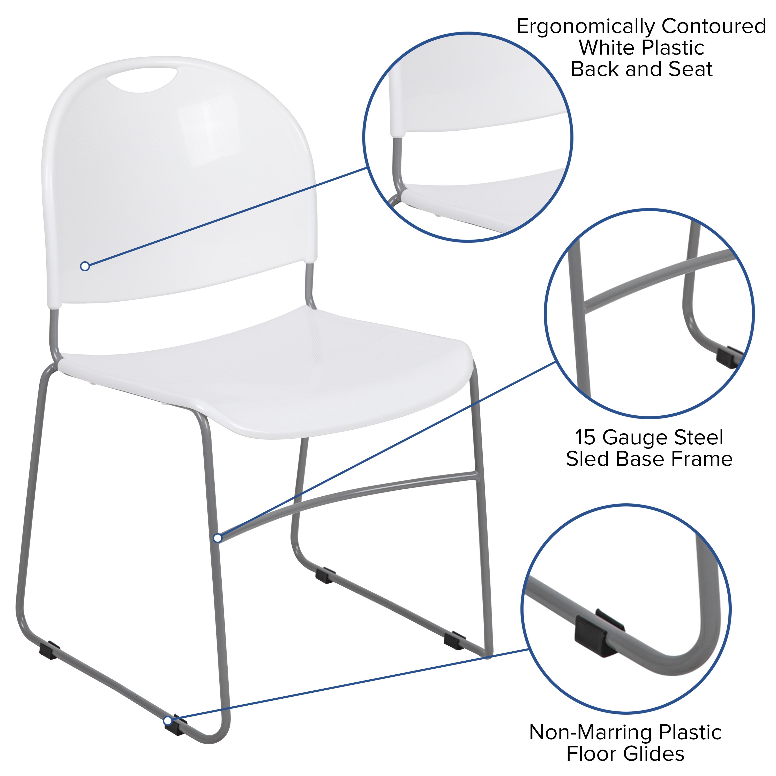 Flash Hercules Series 880 lb Capacity Ultra-Compact Stack Chair Metal Frame Black