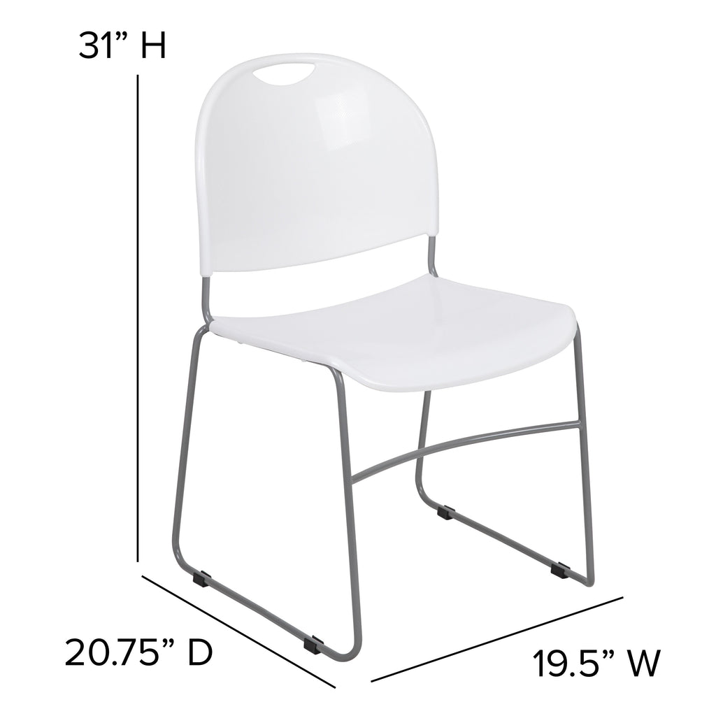 Flash Hercules Series 880 lb Capacity Ultra-Compact Stack Chair Metal Frame Black
