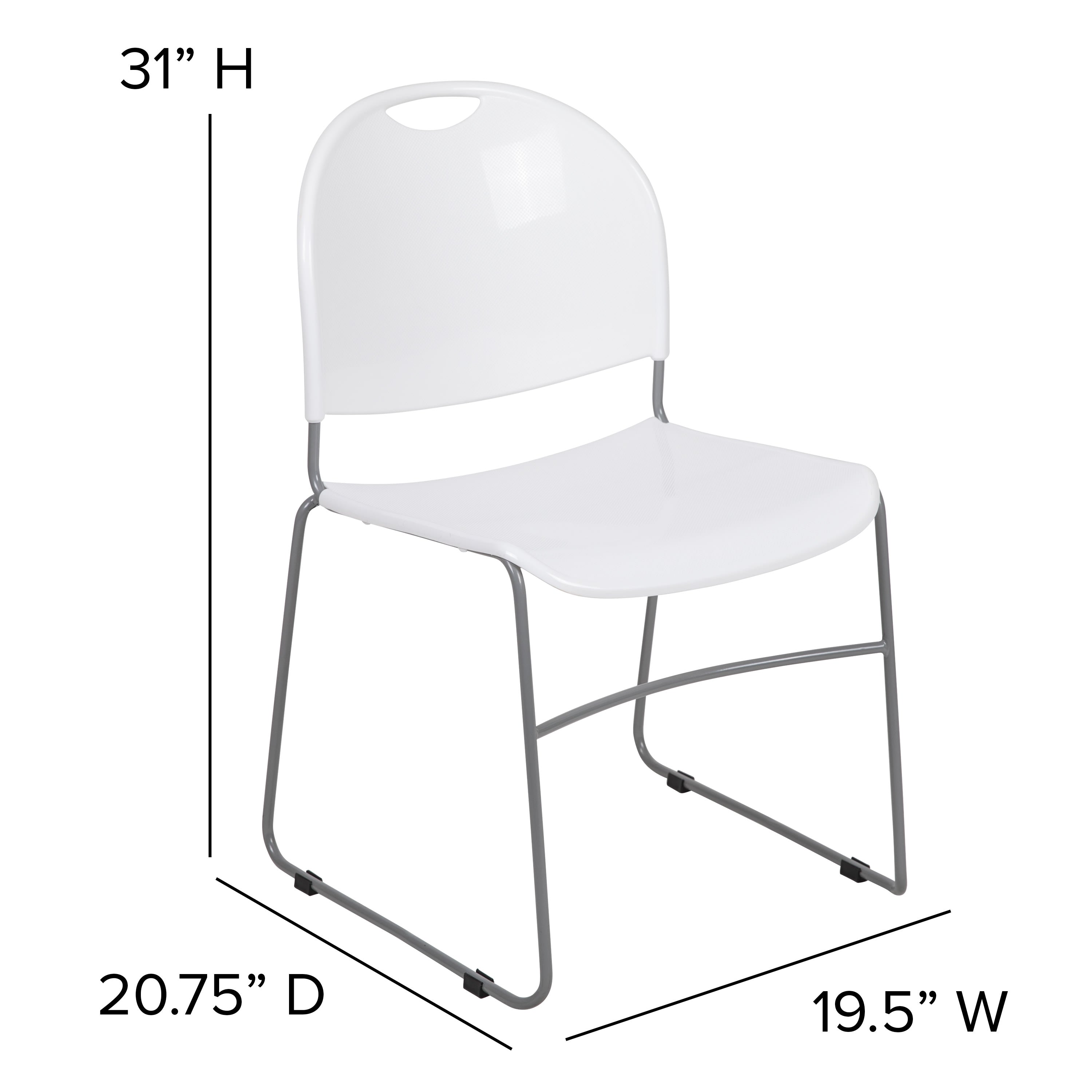 Flash Hercules Series 880 lb Capacity Ultra-Compact Stack Chair Metal Frame Black