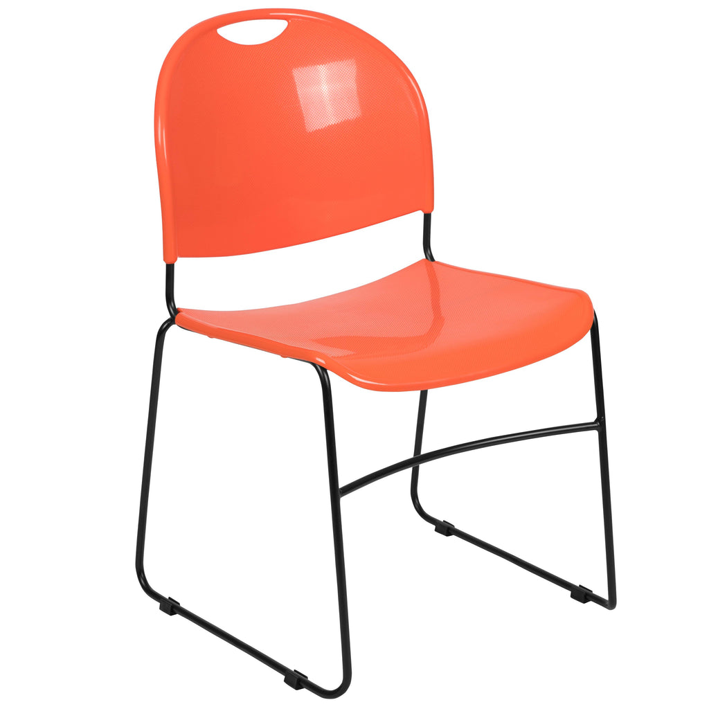 Flash Hercules Series 880 lb Capacity Ultra-Compact Stack Chair Metal Frame Black