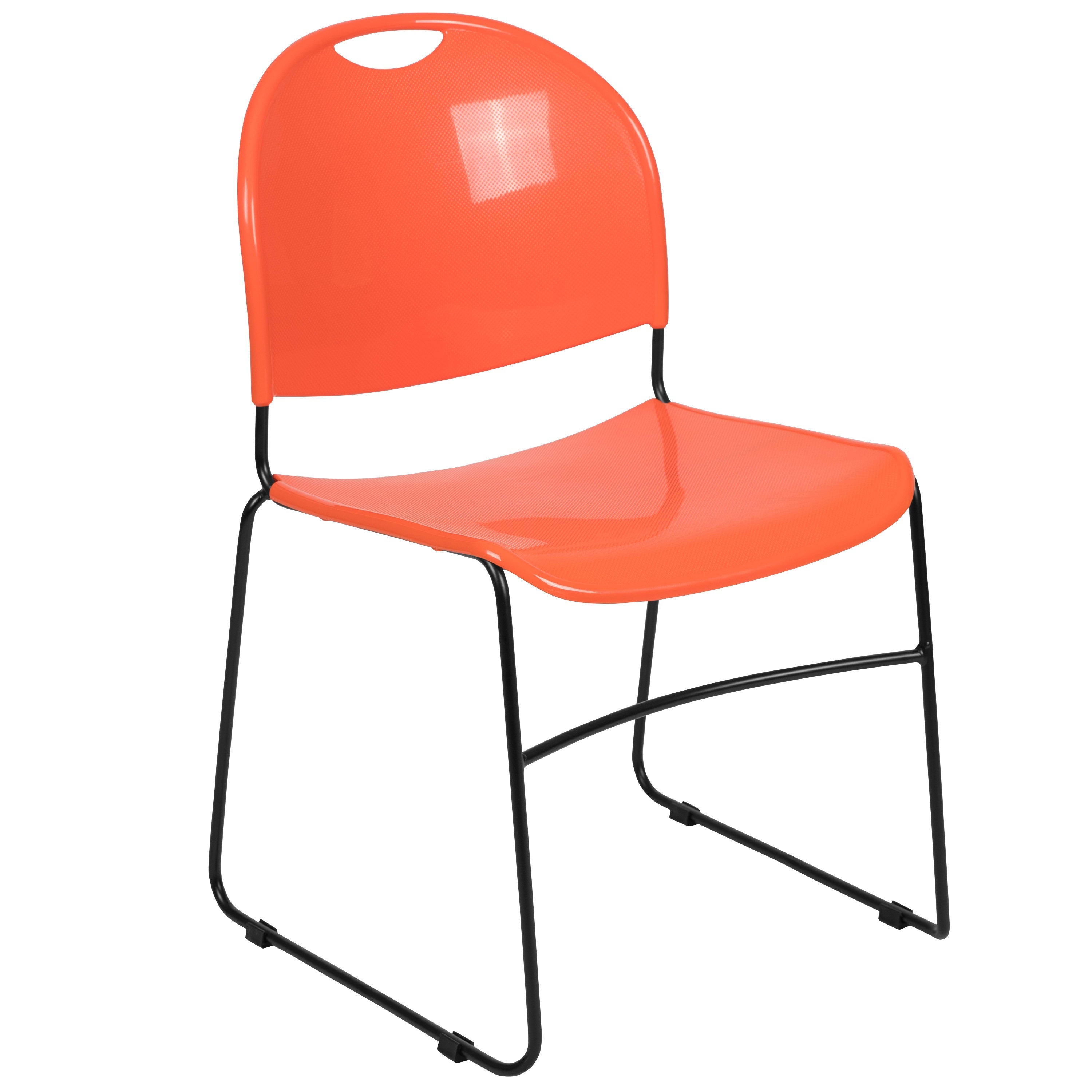 Flash Hercules Series 880 lb Capacity Ultra-Compact Stack Chair Metal Frame Black