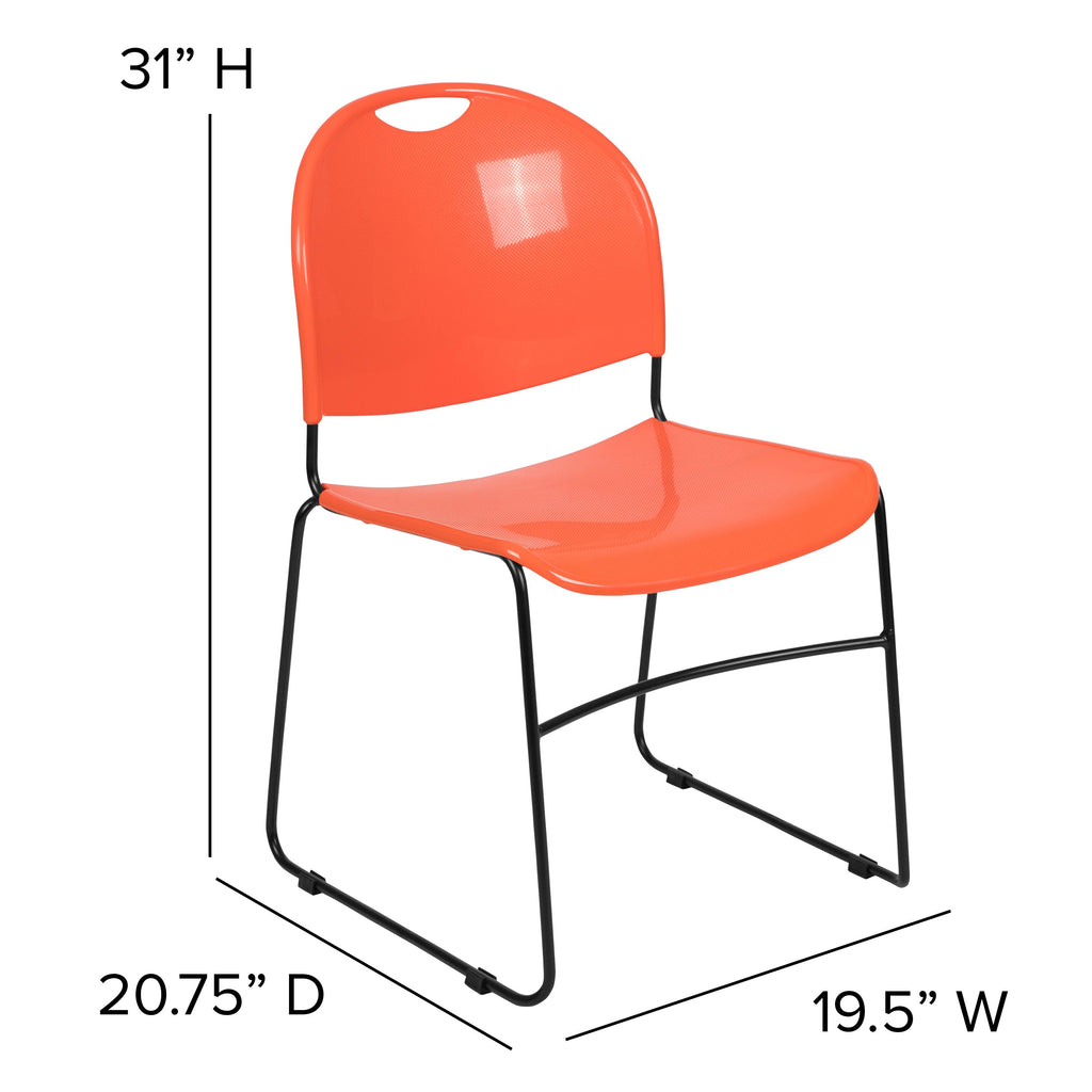 Flash Hercules Series 880 lb Capacity Ultra-Compact Stack Chair Metal Frame Black