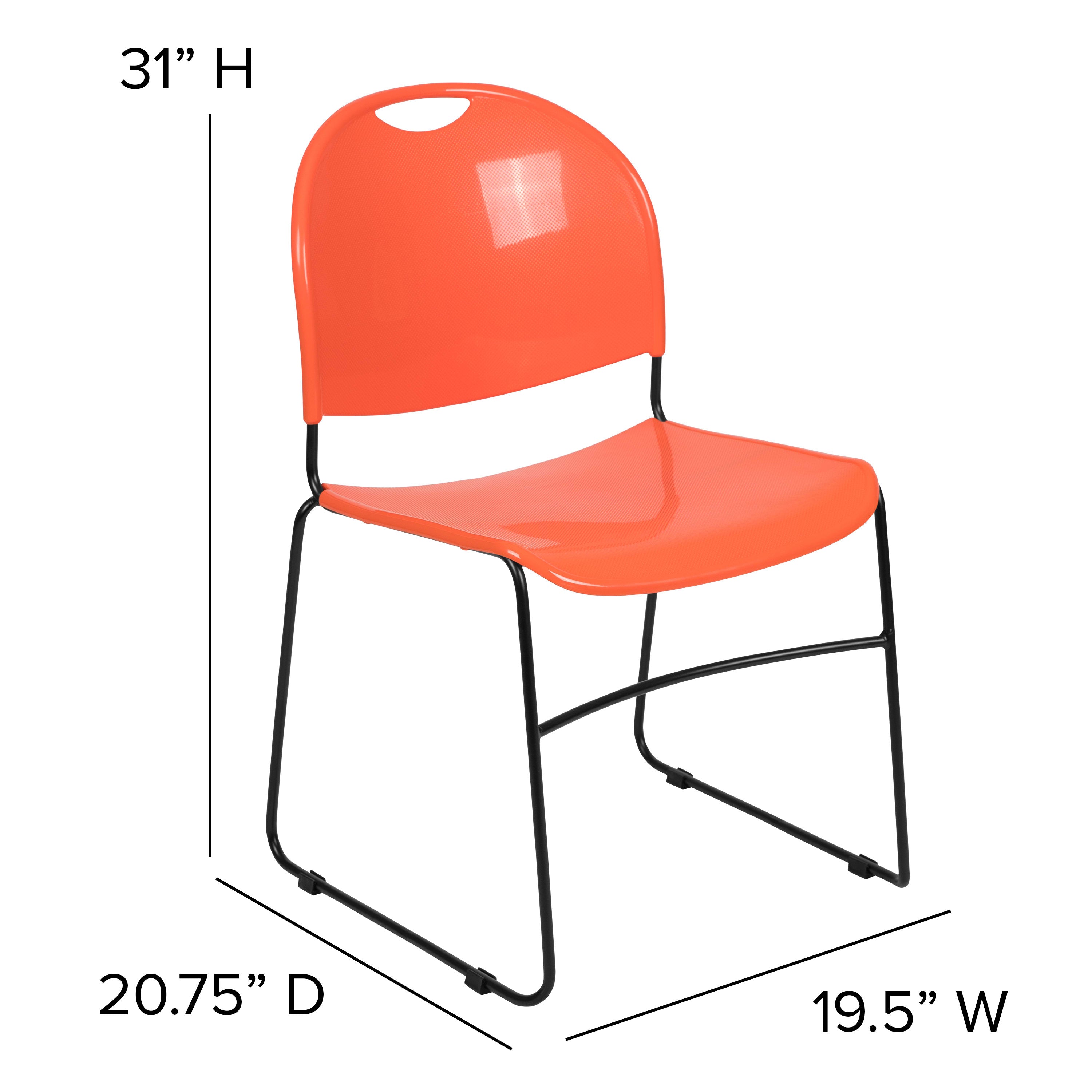 Flash Hercules Series 880 lb Capacity Ultra-Compact Stack Chair Metal Frame Black