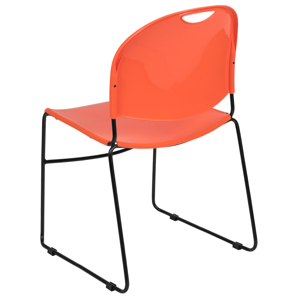 Flash Hercules Series 880 lb Capacity Ultra-Compact Stack Chair Metal Frame Black