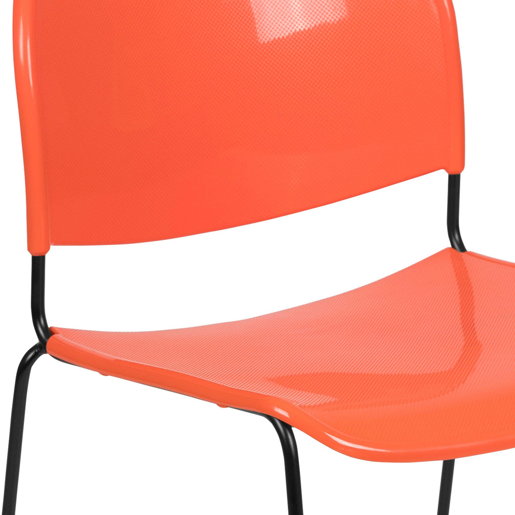 Flash Hercules Series 880 lb Capacity Ultra-Compact Stack Chair Metal Frame Black
