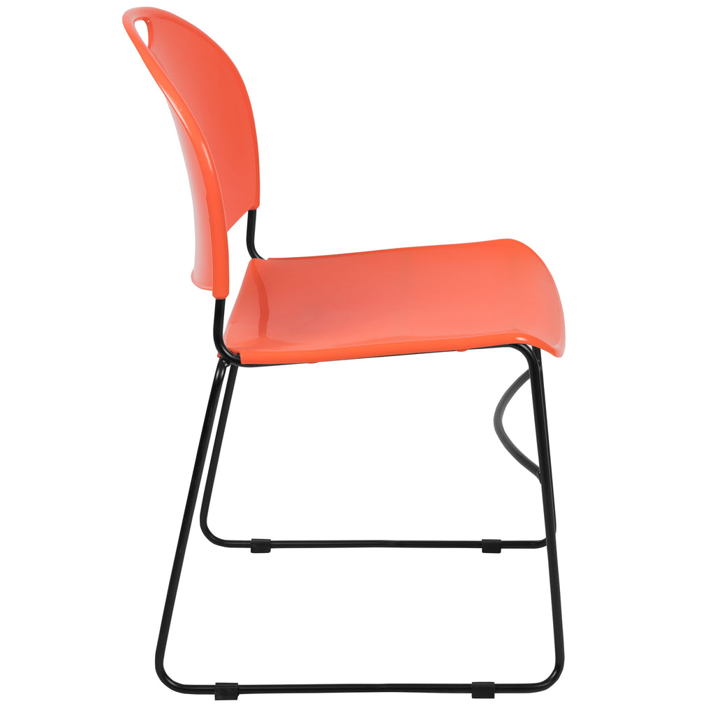 Flash Hercules Series 880 lb Capacity Ultra-Compact Stack Chair Metal Frame Black