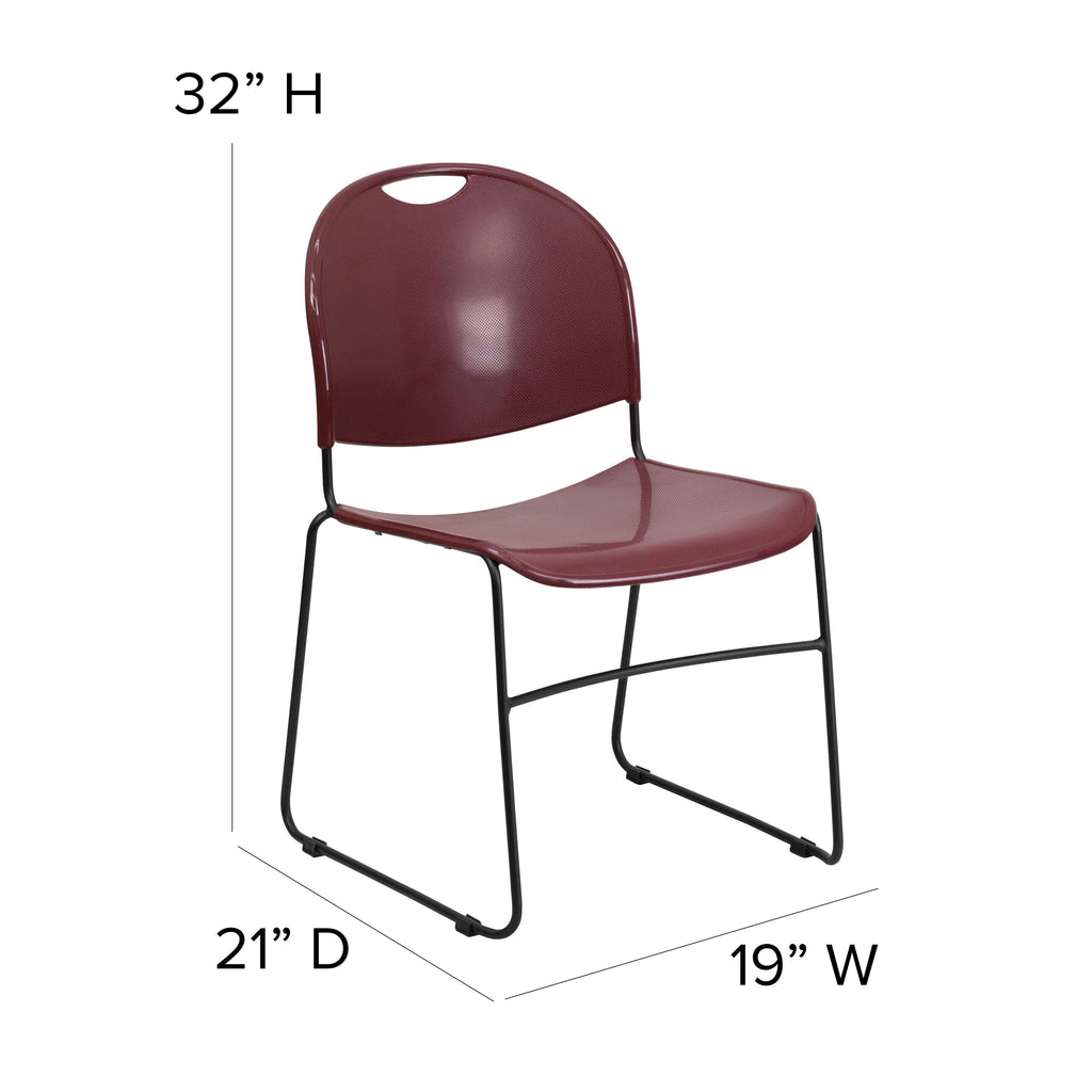 Flash Hercules Series 880 lb Capacity Ultra-Compact Stack Chair Metal Frame Black