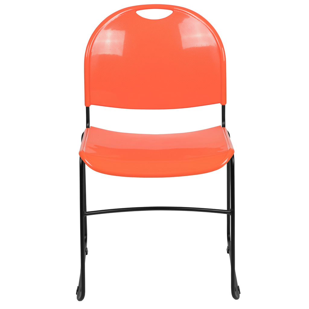 Flash Hercules Series 880 lb Capacity Ultra-Compact Stack Chair Metal Frame Black