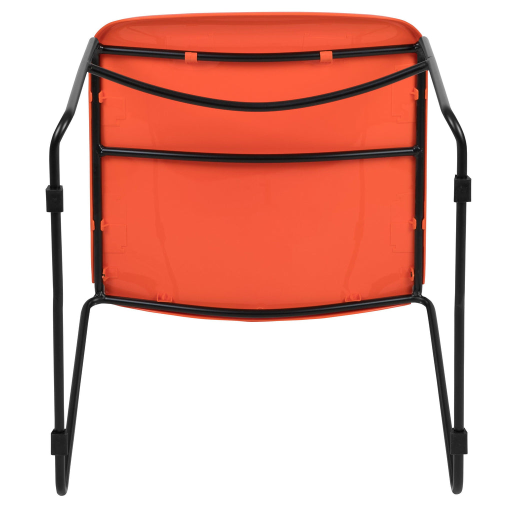 Flash Hercules Series 880 lb Capacity Ultra-Compact Stack Chair Metal Frame Black