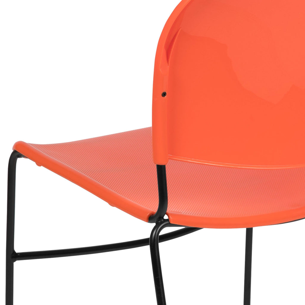 Flash Hercules Series 880 lb Capacity Ultra-Compact Stack Chair Metal Frame Black