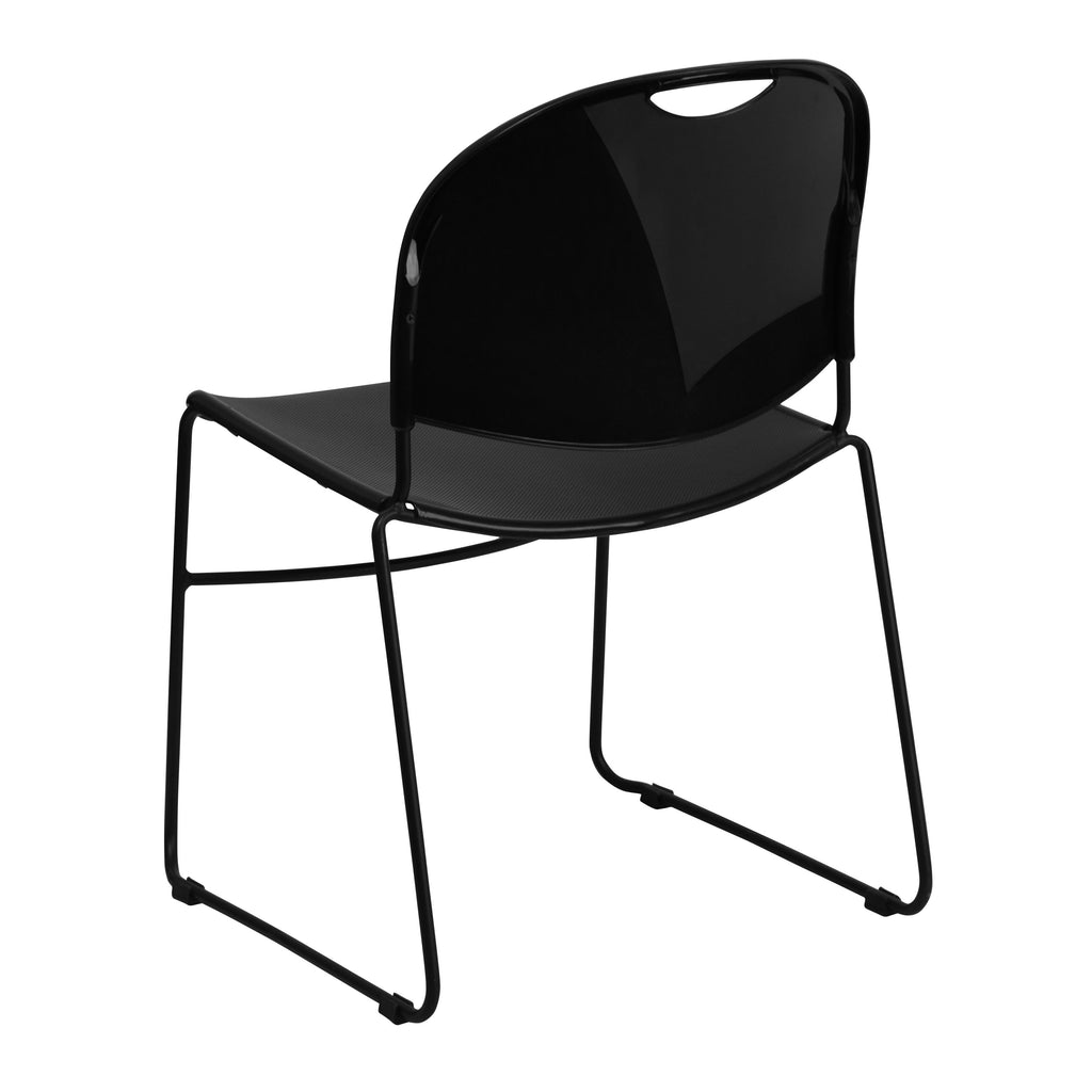Flash Hercules Series 880 lb Capacity Ultra-Compact Stack Chair Metal Frame Black