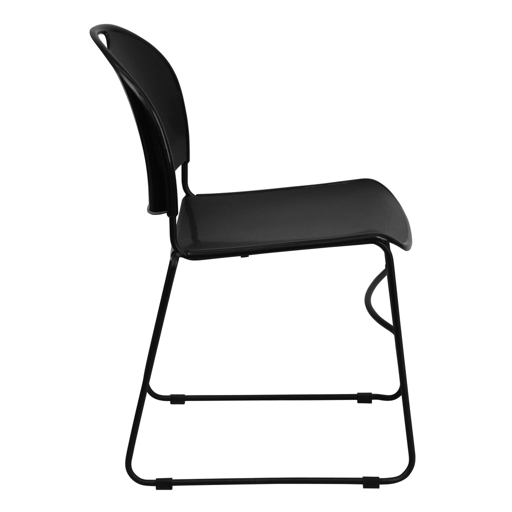 Flash Hercules Series 880 lb Capacity Ultra-Compact Stack Chair Metal Frame Black
