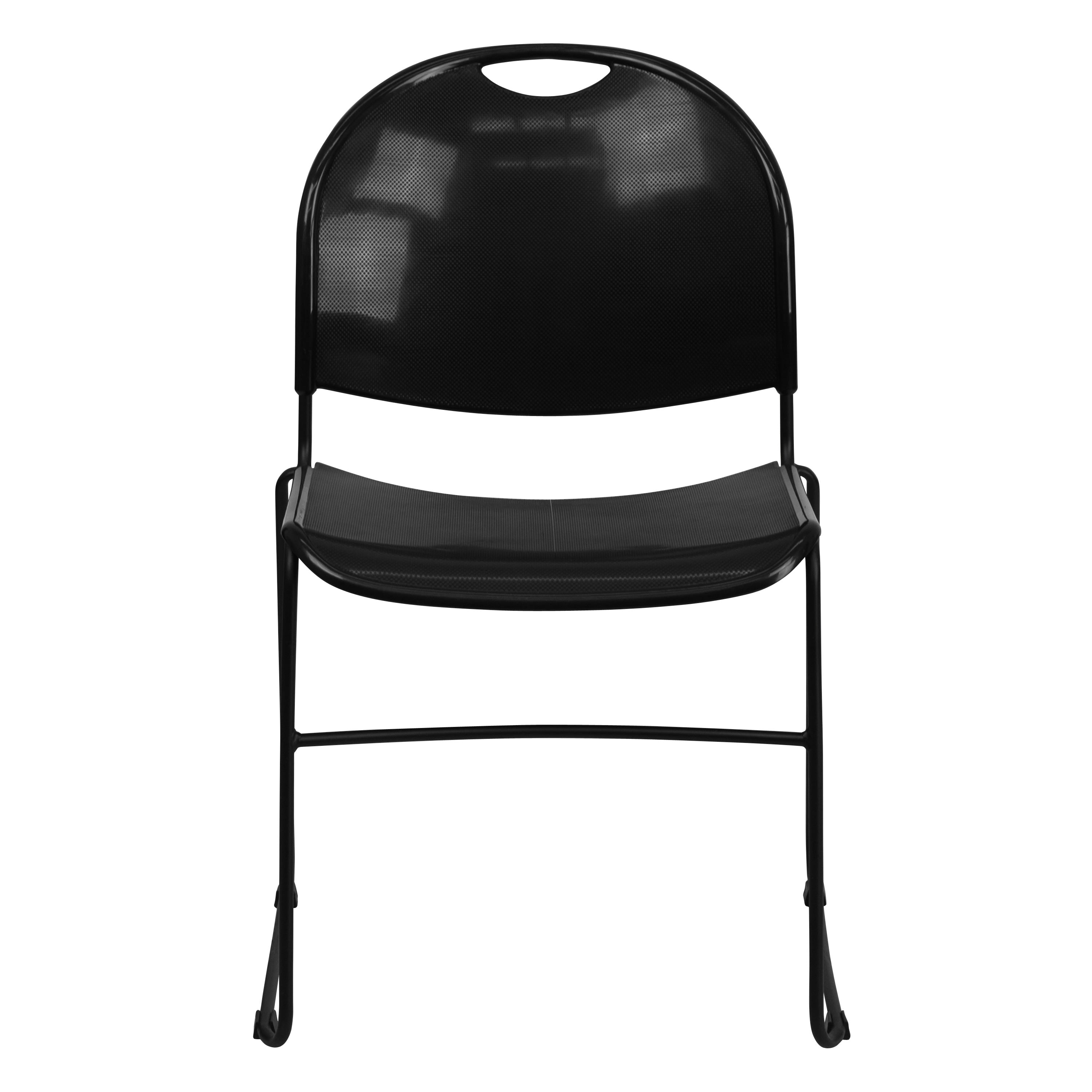 Flash Hercules Series 880 lb Capacity Ultra-Compact Stack Chair Metal Frame Black