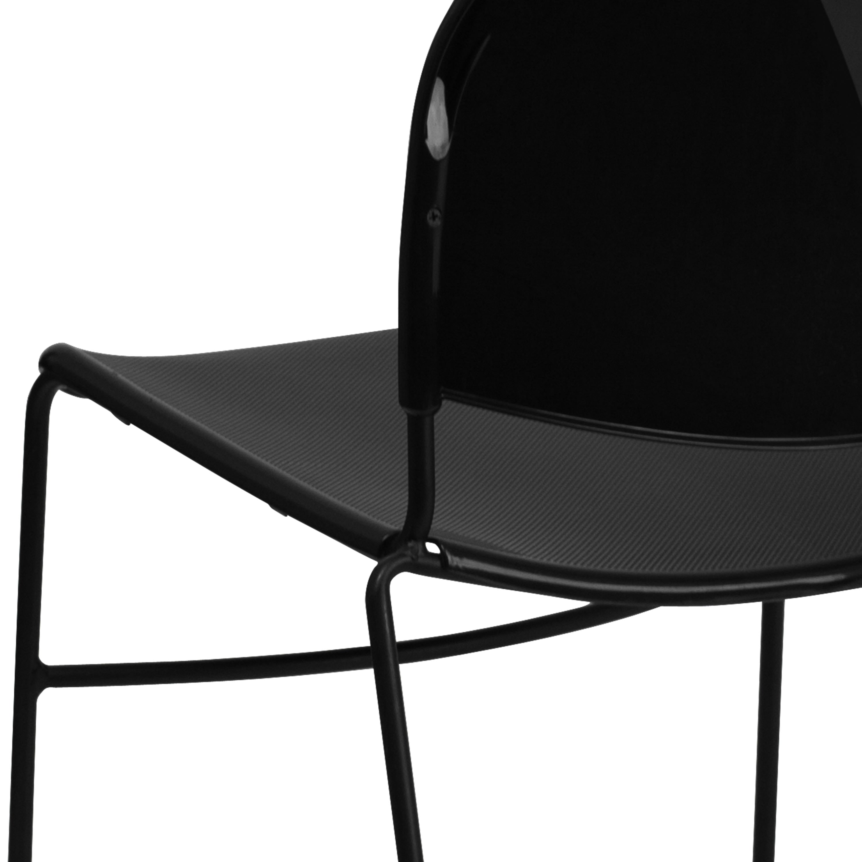Flash Hercules Series 880 lb Capacity Ultra-Compact Stack Chair Metal Frame Black