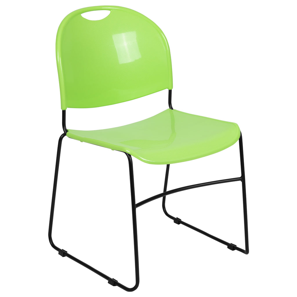 Flash Hercules Series 880 lb Capacity Ultra-Compact Stack Chair Metal Frame Black