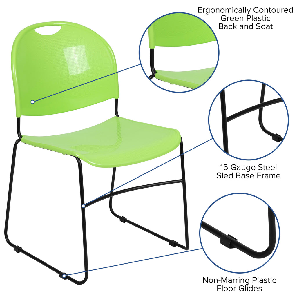 Flash Hercules Series 880 lb Capacity Ultra-Compact Stack Chair Metal Frame Black