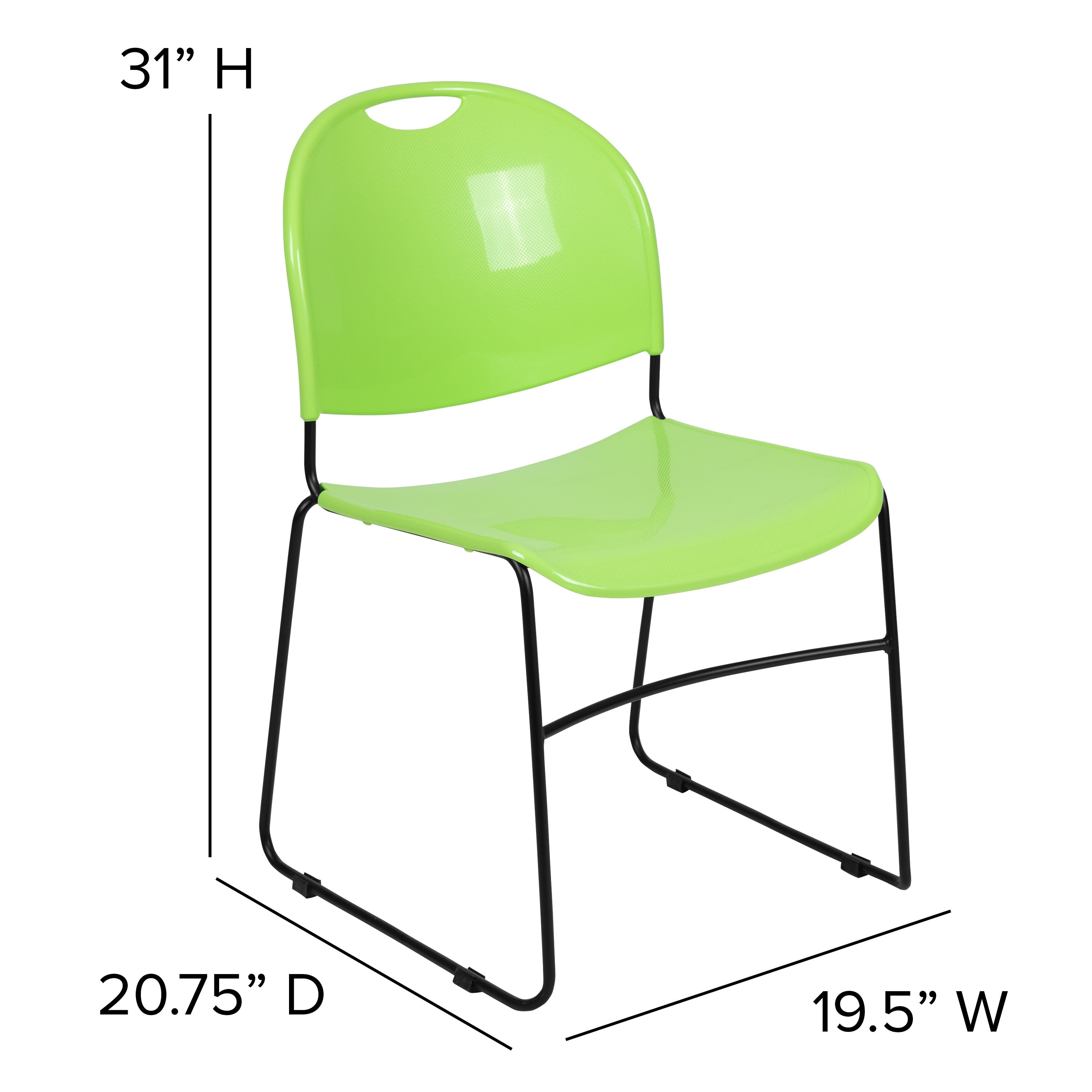 Flash Hercules Series 880 lb Capacity Ultra-Compact Stack Chair Metal Frame Black