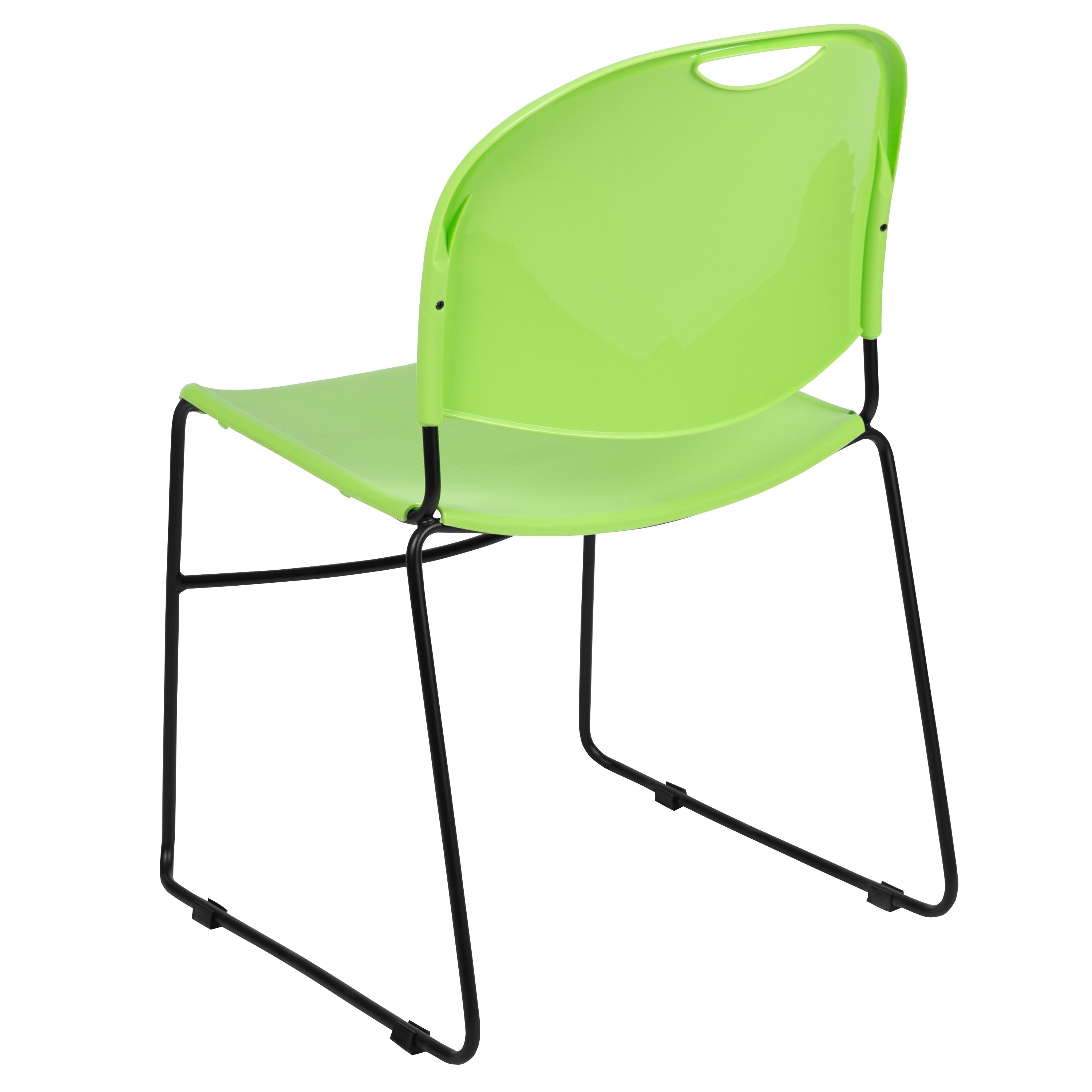 Flash Hercules Series 880 lb Capacity Ultra-Compact Stack Chair Metal Frame Black
