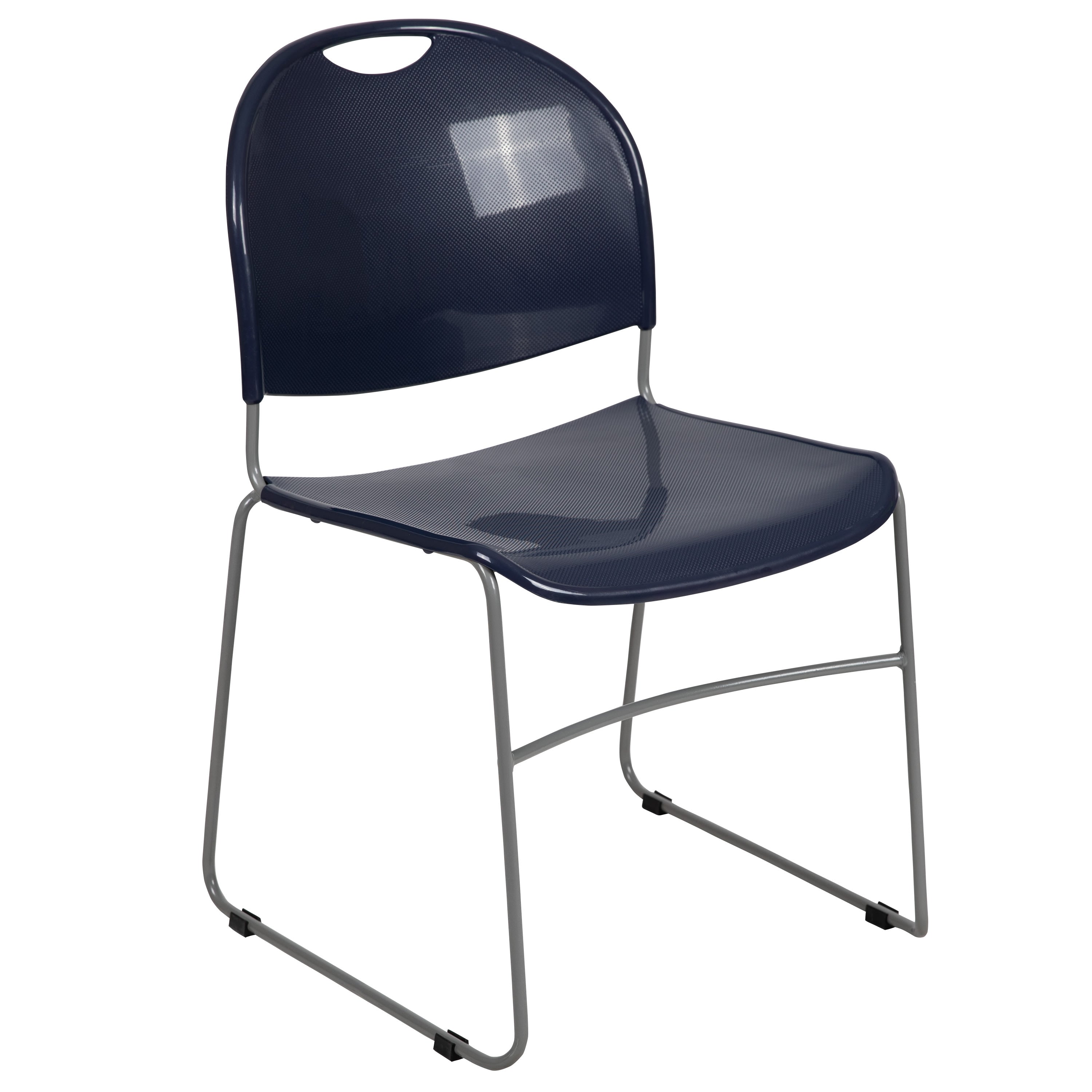 Flash Hercules Series 880 lb Capacity Ultra-Compact Stack Chair Metal Frame Black