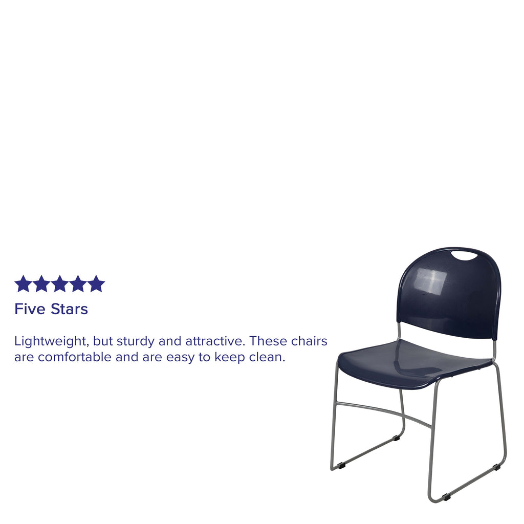 Flash Hercules Series 880 lb Capacity Ultra-Compact Stack Chair Metal Frame Black