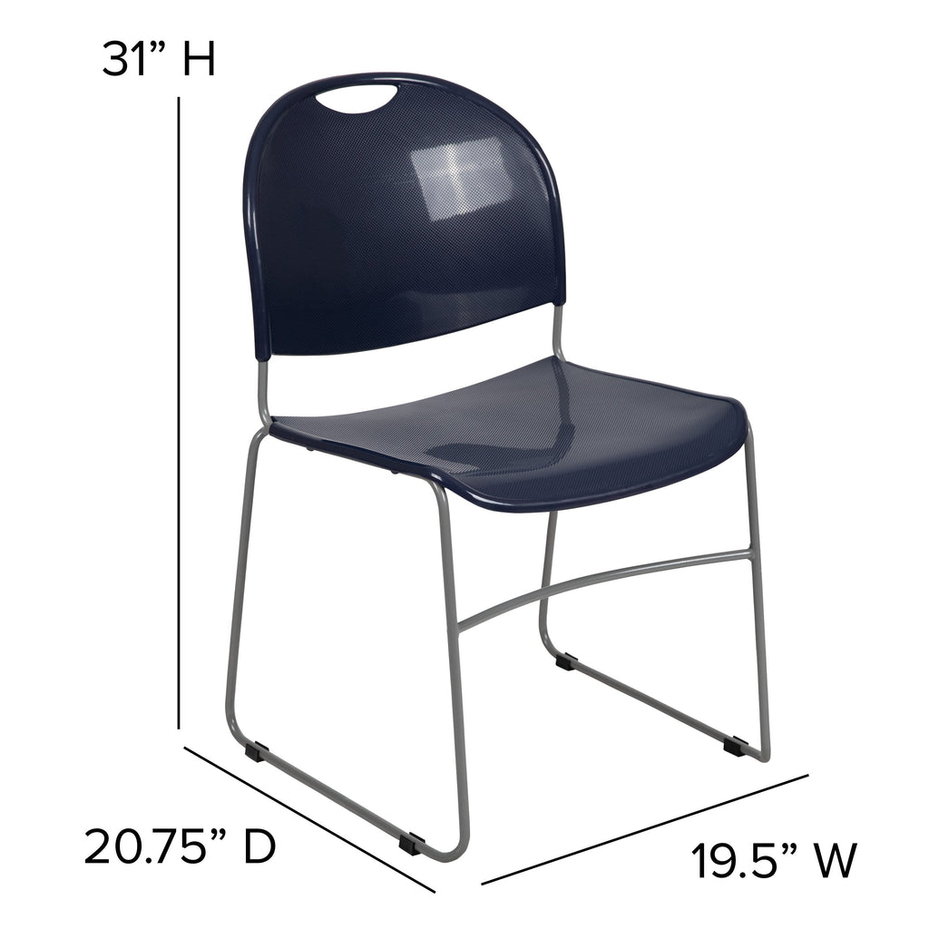 Flash Hercules Series 880 lb Capacity Ultra-Compact Stack Chair Metal Frame Black