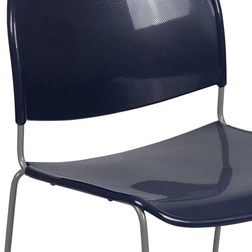 Flash Hercules Series 880 lb Capacity Ultra-Compact Stack Chair Metal Frame Black