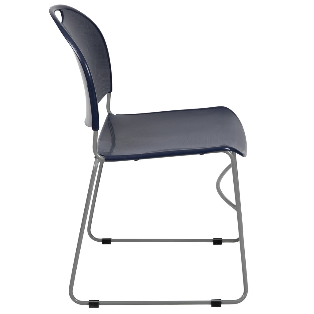 Flash Hercules Series 880 lb Capacity Ultra-Compact Stack Chair Metal Frame Black