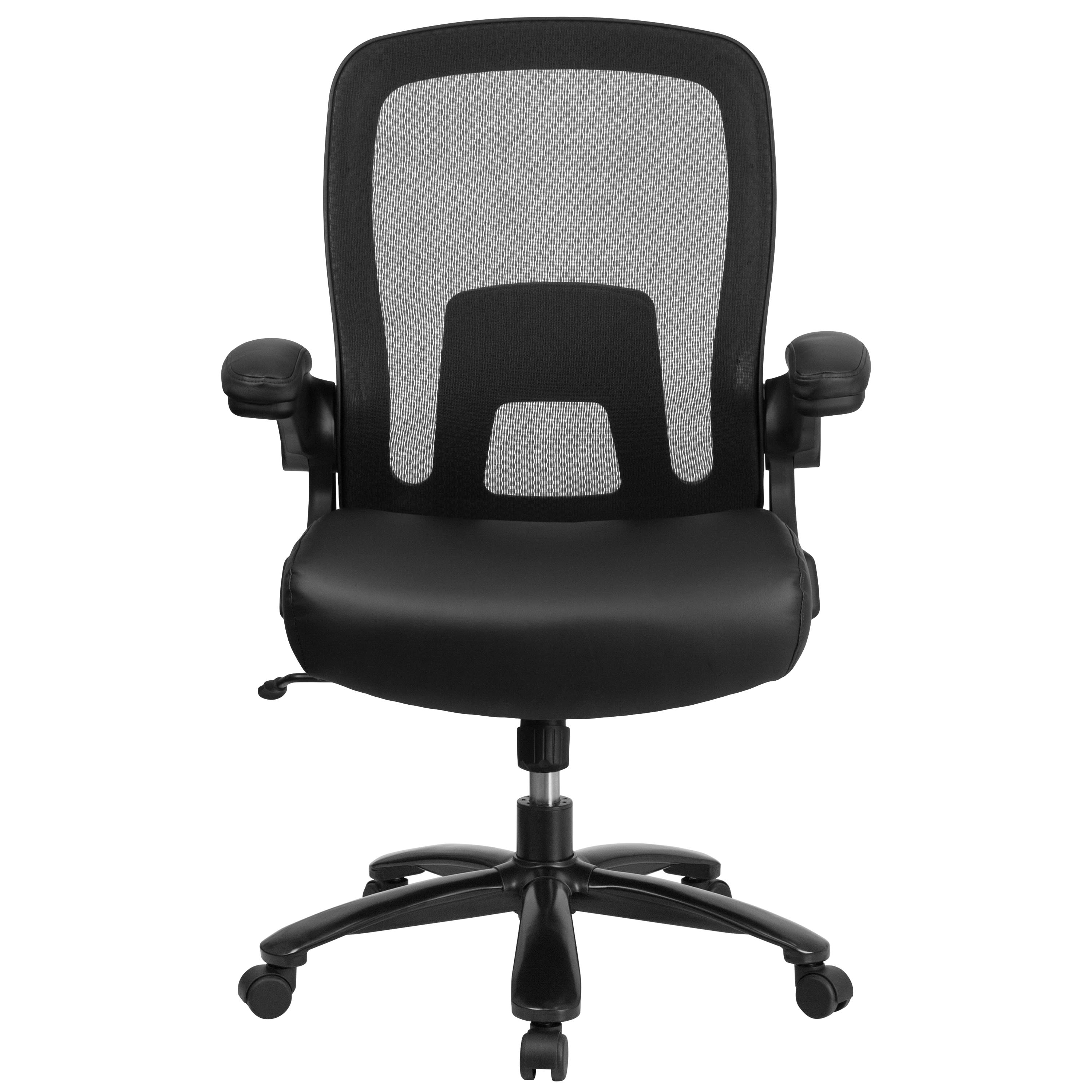 FLASH Hercules Series Big & Tall Mesh Executive Swivel Ergonomic Office Chair 500 lb Black LeatherSoft