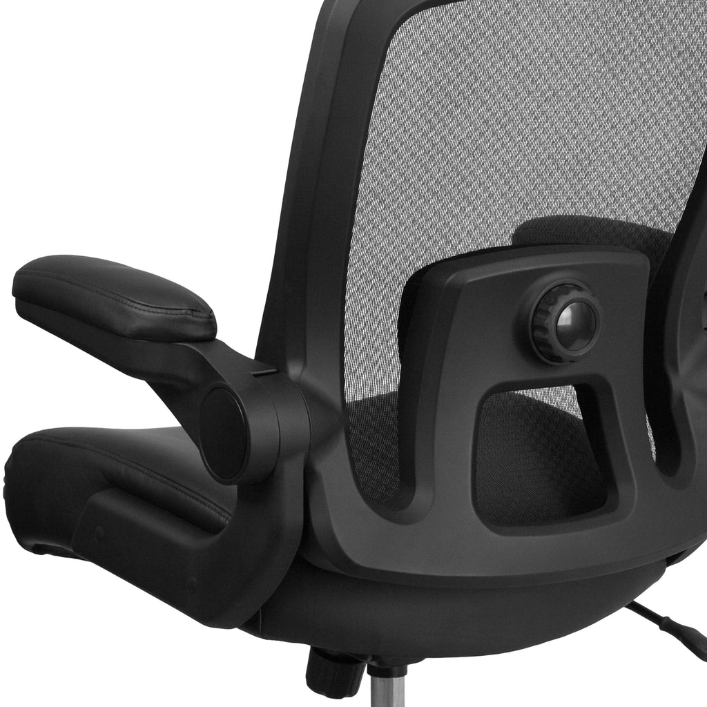 FLASH Hercules Series Big & Tall Mesh Executive Swivel Ergonomic Office Chair 500 lb Black LeatherSoft