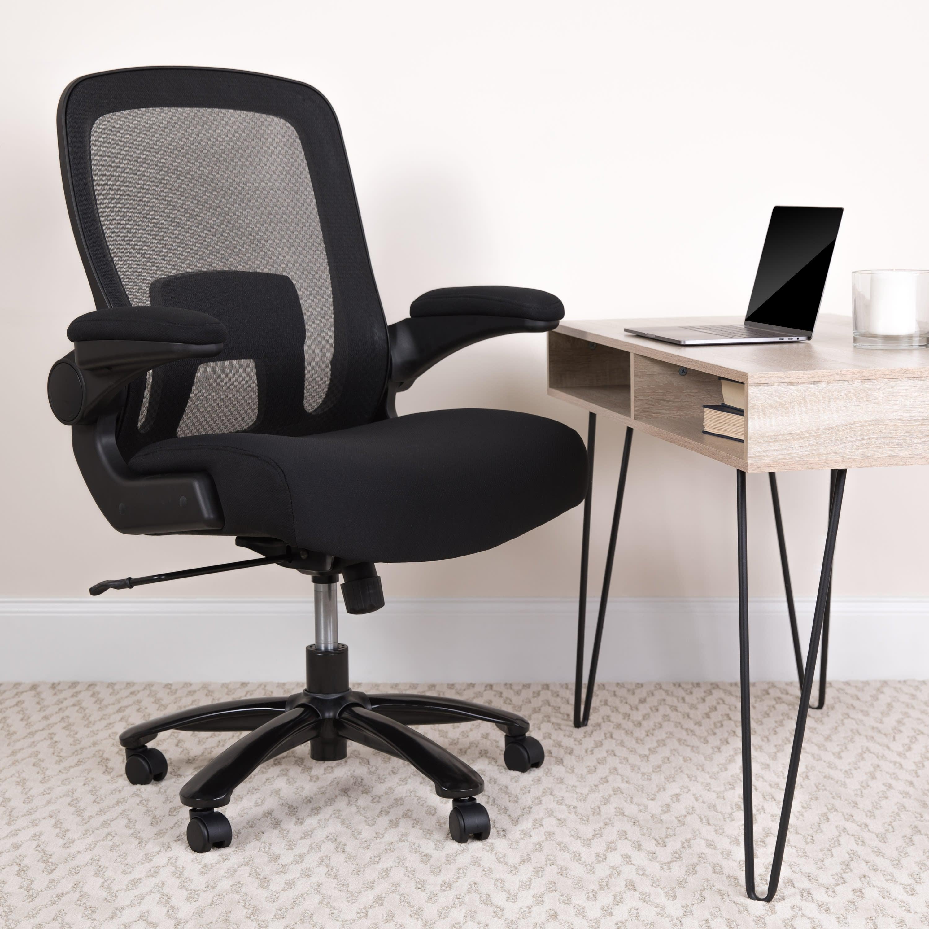 FLASH Hercules Series Big & Tall Mesh Executive Swivel Ergonomic Office Chair 500 lb Black LeatherSoft