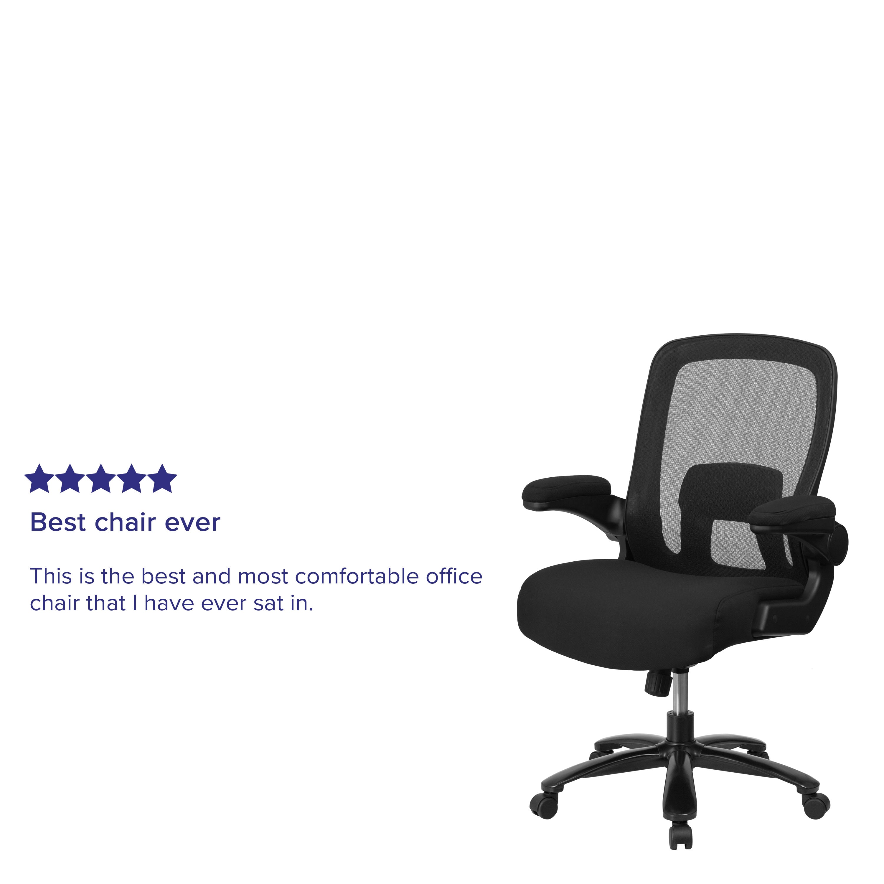 FLASH Hercules Series Big & Tall Mesh Executive Swivel Ergonomic Office Chair 500 lb Black LeatherSoft