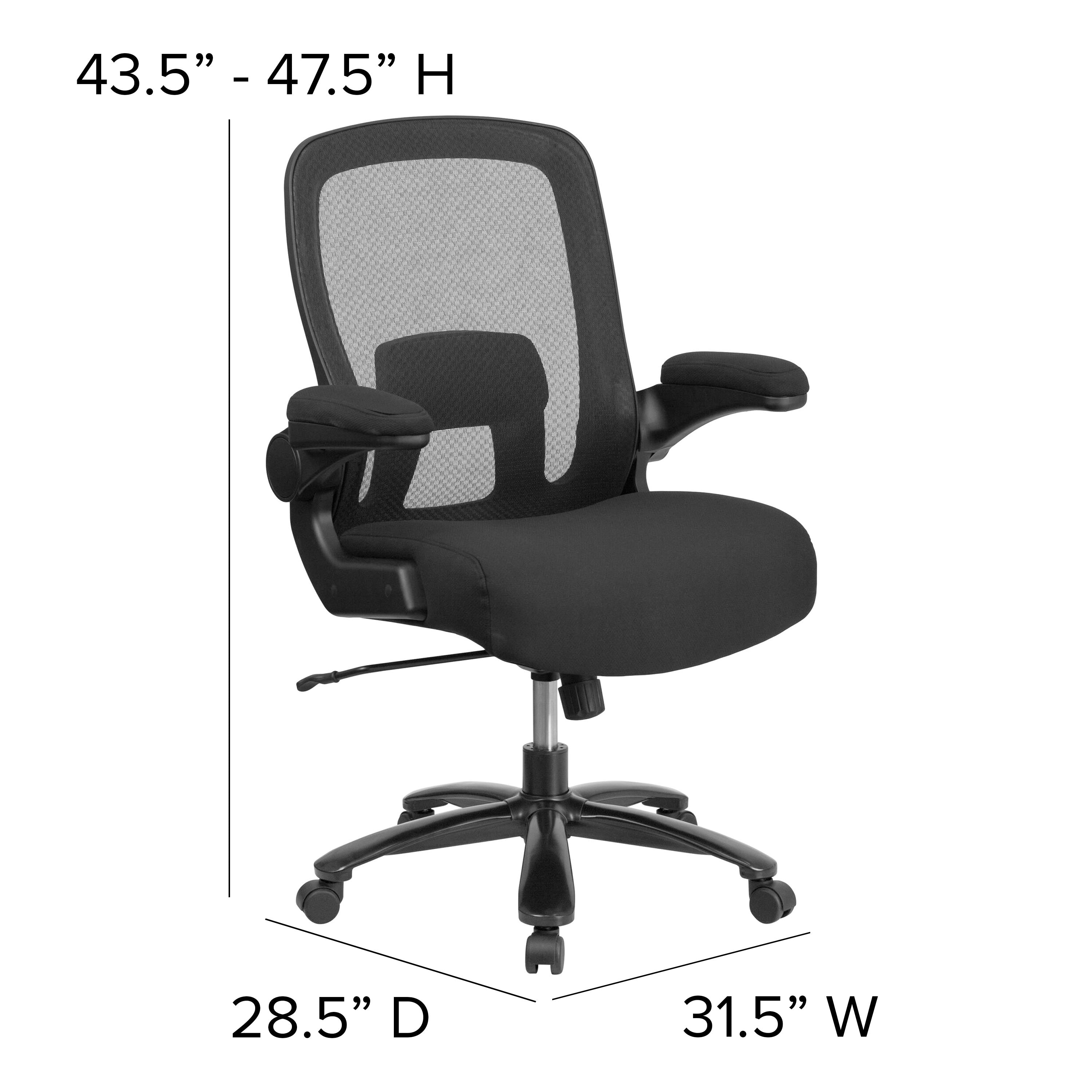 FLASH Hercules Series Big & Tall Mesh Executive Swivel Ergonomic Office Chair 500 lb Black LeatherSoft