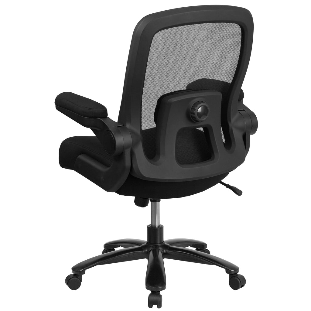 FLASH Hercules Series Big & Tall Mesh Executive Swivel Ergonomic Office Chair 500 lb Black LeatherSoft