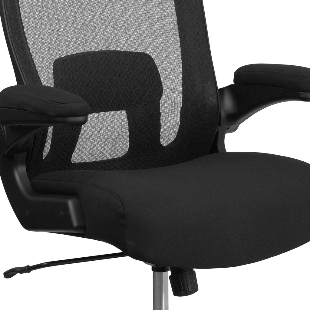 FLASH Hercules Series Big & Tall Mesh Executive Swivel Ergonomic Office Chair 500 lb Black LeatherSoft