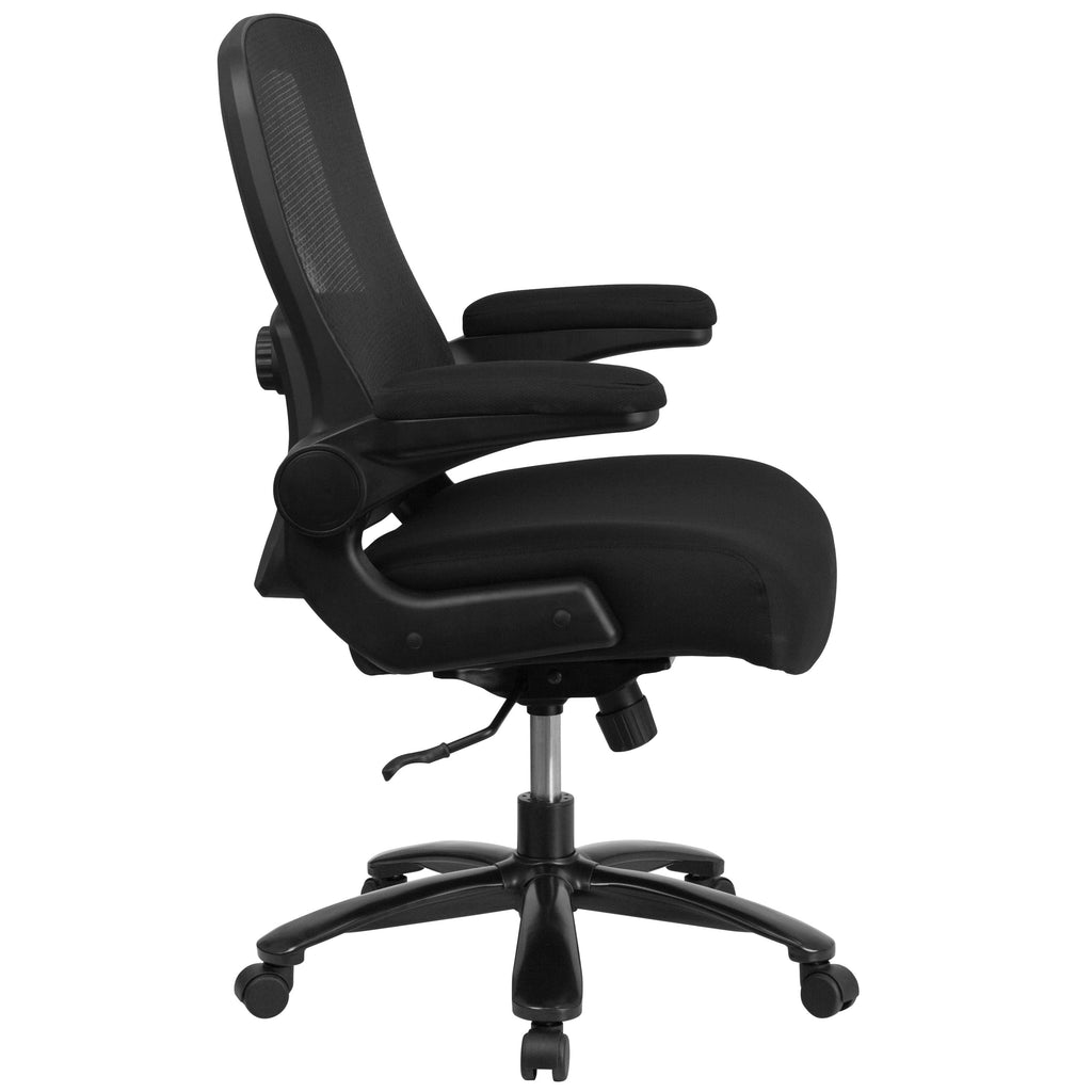 FLASH Hercules Series Big & Tall Mesh Executive Swivel Ergonomic Office Chair 500 lb Black LeatherSoft