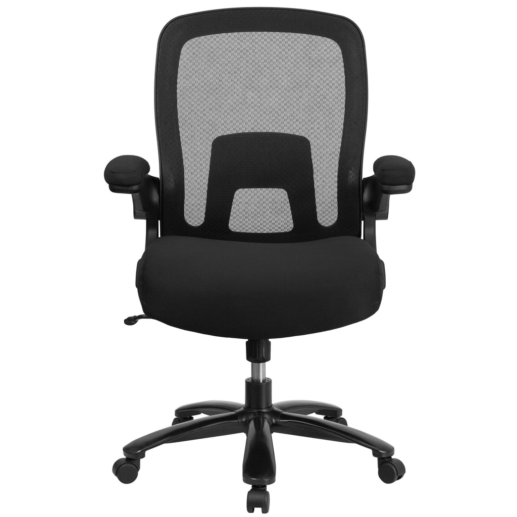 FLASH Hercules Series Big & Tall Mesh Executive Swivel Ergonomic Office Chair 500 lb Black LeatherSoft