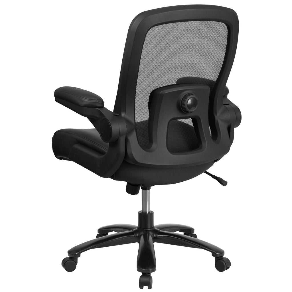FLASH Hercules Series Big & Tall Mesh Executive Swivel Ergonomic Office Chair 500 lb Black LeatherSoft